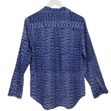EQUIPMENT FEMME 100% SILK LONG SLEEVE DESIGNER BLOUSE BLUE MEDIUM