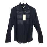 BURBERRY LONDON NWT$450 SLIK LONG SLEEVE LUXE BLOUSE BLACK 10