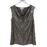 JOSEPH RIBKOFF SHIMMER COWL SLEEVELESS DESIGNER TOP GOLD 8