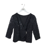 SEQUIN LACE 3/4 SLEEVE TOP BLACK 8