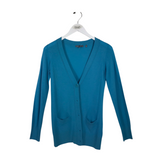 VINCE WOOL LONG SLEEVE DESIGNER CARDIGAN BLUE SMALL