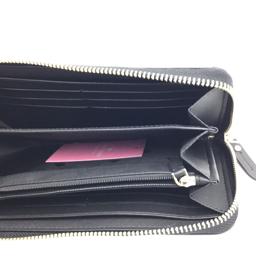 KATE SPADE ZIPPER WALLET BLACK WHITE 7.5x3.5x0.5