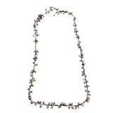 KNOTTED LEATHER PEARLS NECKLACE BROWN WHITE