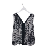 BCBGMAXAZRIA LACE TRIM SLEEVELESS DESIGNER TOP WHITE BLACK MEDIUM