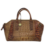 BRAHMIN CROC EMBOSSED SATCHEL HANDBAG BROWN BLACK
