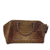 BRAHMIN CROC EMBOSSED SATCHEL HANDBAG BROWN BLACK