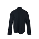 THEORY RUFFLE LONG SLEEVE DESIGNER BLOUSE BLACK WHITE 6