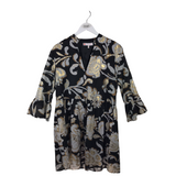 FLARE LONG SLEEVE DRESS BLACK GOLD SMALL