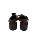 HEREU RET$540 LEATHER BLOCK HEEL FISHERMAN SANDAL DESIGNER SHOES BROWN 37
