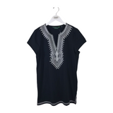C WONDER EMBROIDERED SHORT SLEEVE TOP BLACK WHITE MEDIUM