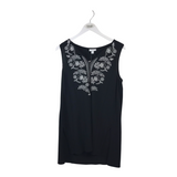 J. JILL NWT$59 EMBROIDERED SLEEVELESS TOP BLACK WHITE MEDIUM