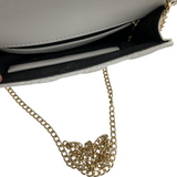QUILTED CHAIN CROSSBODY HANDBAG WHITE 8”x6”x2”