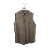 LAFAYETTE 148 EYELET SLEEVELESS DESIGNER TOP BEIGE MEDIUM