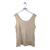 ST JOHN COLLECTION KNIT SLEEVELESS DESIGNER TOP CREAM MEDIUM
