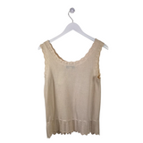 ST JOHN COLLECTION KNIT SLEEVELESS DESIGNER TOP CREAM MEDIUM