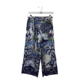 J JOIE FLORAL WIDE LEG PANT WHITE BLUE 2