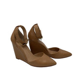VINCE CAMUTO WEDGE ANKLE STRAP SHOES BROWN 8M