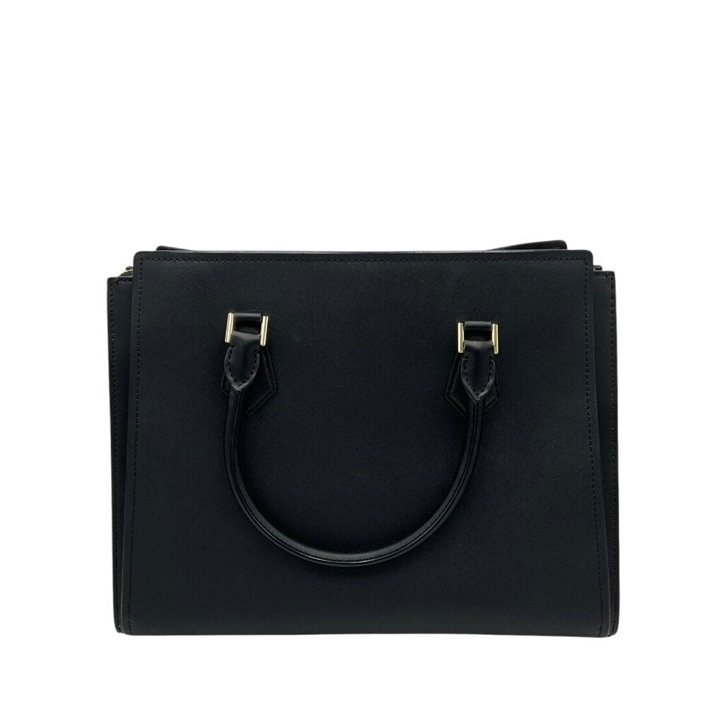 MICHAEL KORS RET$278 SAFFIANO LEATHER SATCHEL HANDBAG BLACK 13”x10”x5”