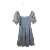 SHE + SKY PUFF SLEEVE DRESS BLUE WHITE SMALL