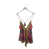 FARM RIO NWT$140 SLEEVELESS DESIGNER TOP PINK GREEN MEDIUM