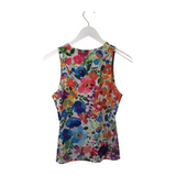 NWT$90 MESH TANK DESIGNER TOP WHITE ORANGE MEDIUM