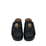 KURT GEIGER RET$178 PLATFORM SLIDE SHOES BLACK GOLD 11