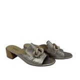 VANELI BLOCK HEEL SLIDE SHOES GOLD BEIGE 10.5N