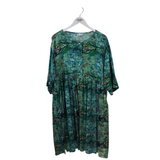 AILANTO PRINT 3/4 SLEEVE DESIGNER DRESS GREEN BLUE 36