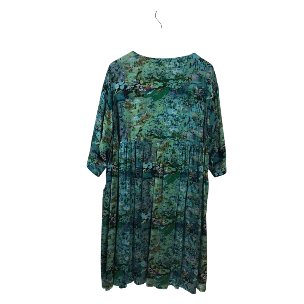 AILANTO PRINT 3/4 SLEEVE DESIGNER DRESS GREEN BLUE 36