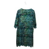 AILANTO PRINT 3/4 SLEEVE DESIGNER DRESS GREEN BLUE 36