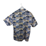 GUY HARVEY SHORT SLEEVE MEN SHIRT BLUE CREAM LARGE