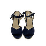 PRADA SUEDE ESPADRILLE WEDGES LUXE SHOES NAVY 40