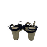PRADA SUEDE ESPADRILLE WEDGES LUXE SHOES NAVY 40