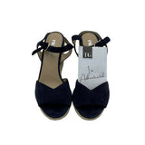 PRADA SUEDE ESPADRILLE WEDGES LUXE SHOES NAVY 40