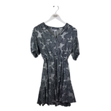 CURRENT AIR JACQUARD PAISLEY SHORT SLEEVE DRESS GREY XSMALL