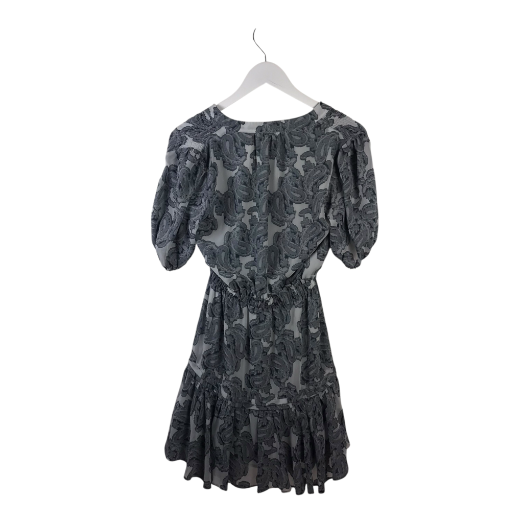 CURRENT AIR JACQUARD PAISLEY SHORT SLEEVE DRESS GREY XSMALL