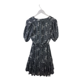 CURRENT AIR JACQUARD PAISLEY SHORT SLEEVE DRESS GREY XSMALL