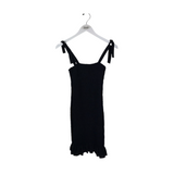 SMOCKED SLEEVELESS DESIGNER DRESS BLACK XSMALL