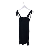 SMOCKED SLEEVELESS DESIGNER DRESS BLACK XSMALL