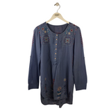 3J WORKSHOP EMBRIODERED LONG SLEEVE DESIGNER TOP BLUE RED SMALL