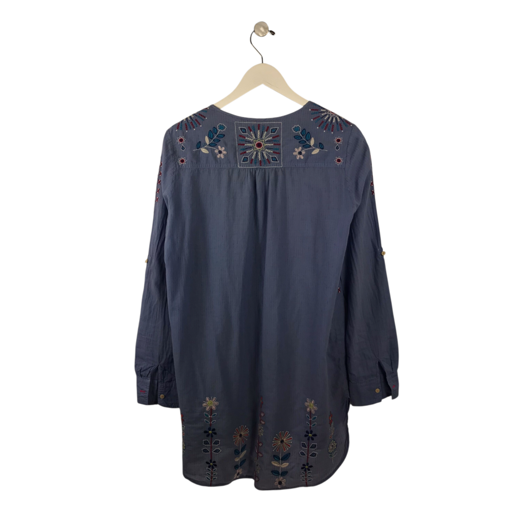 3J WORKSHOP EMBRIODERED LONG SLEEVE DESIGNER TOP BLUE RED SMALL
