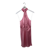 AMANDA UPRICHARD NWT$225 SILK SATIN HALTER DESIGNER DRESS PINK XSMALL