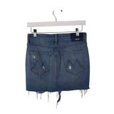 MOTHER DISTRESSED DENIM MINI DESIGNER SKIRT BLUE 24