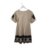 ANTHROPOLOGIE EMBROIDERED PUFF SLEEVE DRESS CREAM BLACK 4