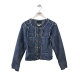 FRANK LYMAN RET$194 FRAY DENIM DESIGNER JACKET BLUUE MEDIUM