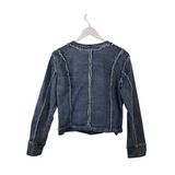 FRANK LYMAN RET$194 FRAY DENIM DESIGNER JACKET BLUUE MEDIUM