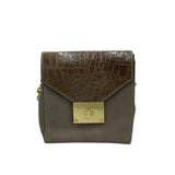 ERIC JAVITS CHAINLINK CROSSBODY HANDBAG GOLD BROWN 7.5”x7”x4”
