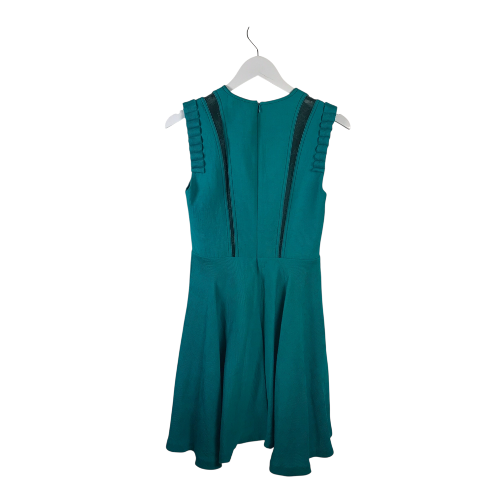 SANDRO LACE TRIM SLEEVELESS DESIGNER DRESS TEAL BLACK SMALL