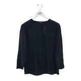 MASSIMO DUTTI PLEATS LONG SLEEVE DESIGNER TOP BLACK 6