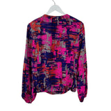 ALICE & TRIXIE PRINT LONG SLEEVE DESIGNER TOP PINK NAVY CORAL SMALL